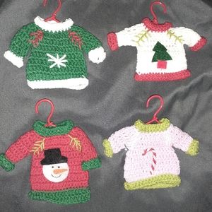 4 Christmas Sweater Ornaments